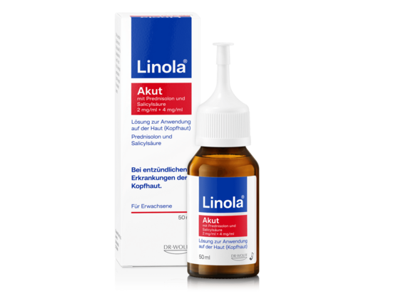 Linola Akut mit Prednisolon und Salicylsäure bei entzündlichen Kopfhaut-Erkrankungen