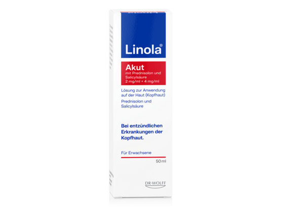 Linola Akut mit Prednisolon und Salicylsäure bei entzündlichen Kopfhaut-Erkrankungen